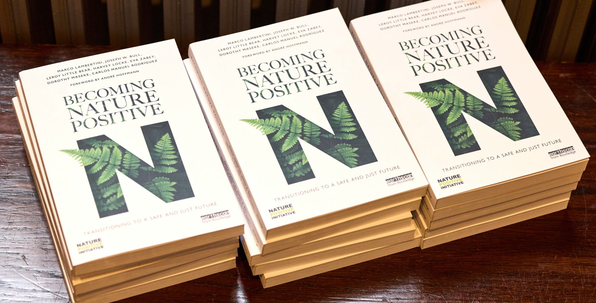 Becoming Nature Positive - stacks of books c. Harvey Williams-Fairley